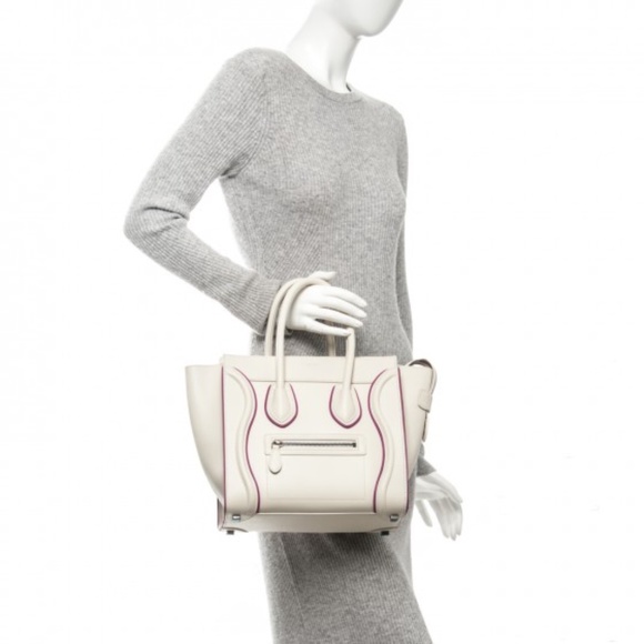 ❗️SOLD❗️Celine White/Magenta Micro Luggage Tote - Picture 12 of 16